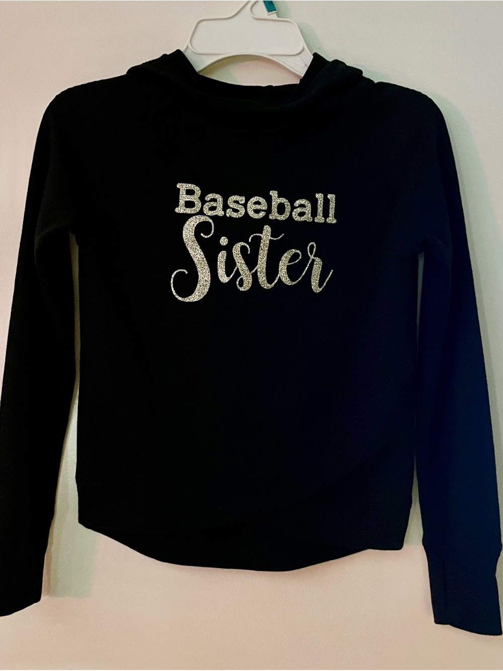 Danskin “Baseball Sister” Lightweight Black Hoodie, XS